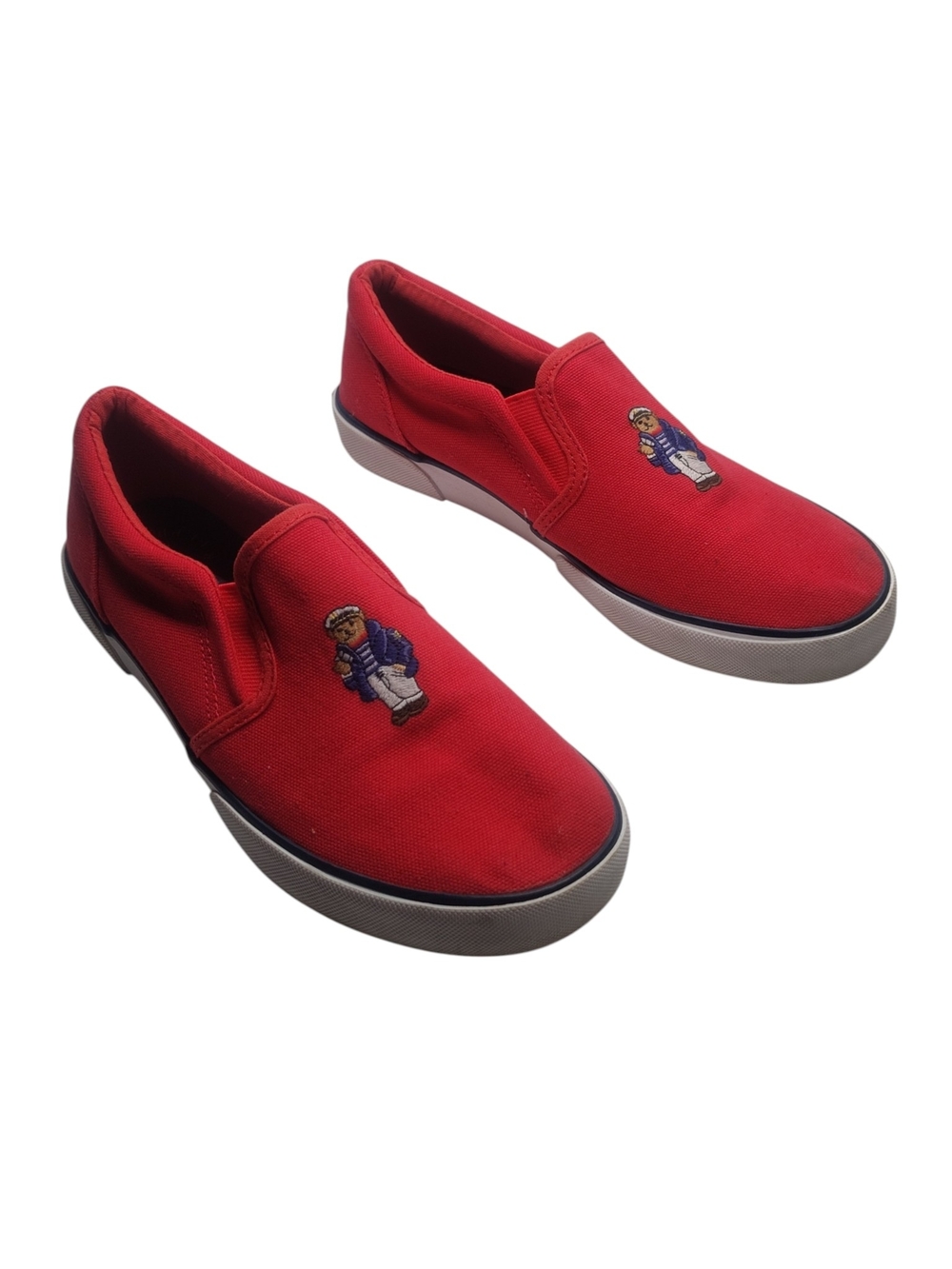 Polo Ralph Lauren Polo Bear Slip On Sneakers Red Canvas Women’s Size 6